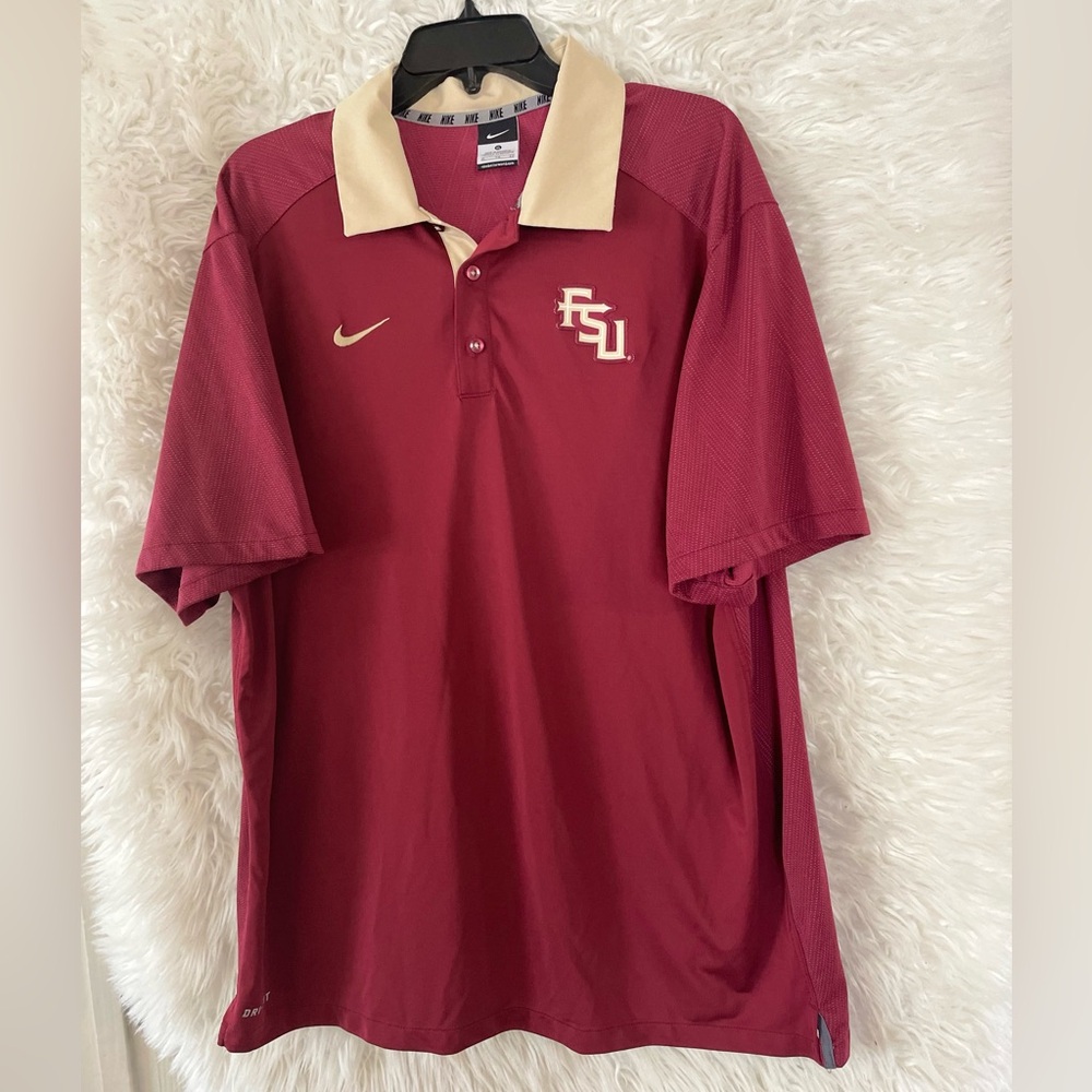 Nike Florida State Seminoles Men’s Coaches Short Sleeve Dri-Fit Polo Shirt-XL